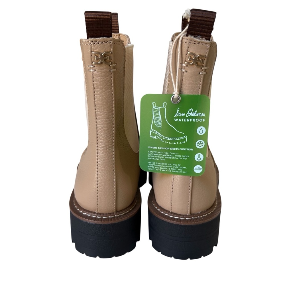 Sam Edelman Women's Laguna Chelsea Waterproof Boot Shoes Sesame Leather 7 NWT - Picture 2 of 9